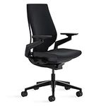 Steelcase Gesture Office Chair - Ergonomic Work Chair with Wheels for Carpet - Comfortable Office Chair - Intuitive-to-Adjust Chairs for Desk - 360-Degree Arms - Licorice Fabric, Dark Frame