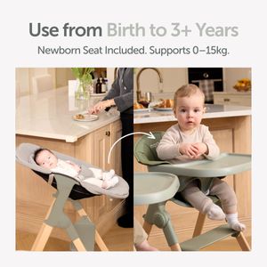 Baby Elegance Mash High Chair – Sage Green Adjustable Seat