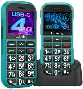 USHINING 4G Senior Mobile Phone Without Contract, Mobile Phone Simple Large Buttons Mobile Phone for Seniors with SOS Emergency Call Button Charging Station USB-C Torch Speed Dial Alarm Clock Long