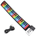 49 Key Roll Up Keyboard Piano, Portable Digital Electric Foldable Piano Keyboard, Rechargeable, 47 Tones, for Beginners Adults Gift (Color buttons)