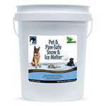 JUST FOR PETS Snow & Ice Melter Safe for Pets & Paws Contains No Toxic Chlorides or Painful to The Paw Rock Salt, Safe for Dogs & Cats. Fast Acting and Works On Contact 15 lb Shaker Jug