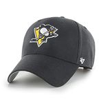 47 NHL Pittsburgh Penguins MVP Unisex Baseball Cap, Hook & Loop Strap, Penguin Badge Logo, Colour Black