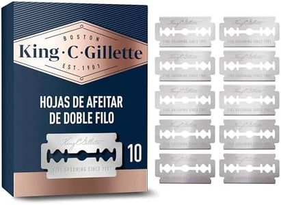 King C. Gillette Hojas De Afeitar De Doble Filo Para Hombre, Pack de 10 Hojas de Recambio Para Maquinilla de Afeitar de Seguridad, Cuchillas de Acero Inoxidable, Gran Durabilidad