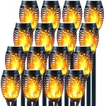 Awethone Solar Torch Lights Outdoor, 12LED Mini Solar Tiki Torches with Flickering Flame, Fire Effect Waterproof Decorative Landscape Lighting for Garden Pathway (16 Pack)