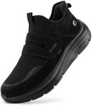 FitVille Women's Slip-on Shoes Wide Width Hands Free Walking Shoes for Women Orthotic Sneakers with Arch Support Arch Support Orthotic Sneakers - Cloud Wanderer V5 (6.5 X-Wide, Jet Black)