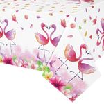 WERNNSAI Flamingo Tablecloth - Hawaiian Tropical Table Cover Flower Flamingo Table Cloth Disposable Luau Tropical Party Decorations for Summer Beach Pool Birthday Party Supplies 54"x108"