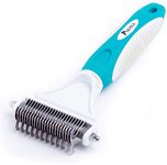 Piepea Pet Dematting Comb for Dogs & Cats, 23+12 Teeth Double Sided Professional Grooming Rake, Shedding Brush Rake, Dematting Tool to Remove Undercoat Knots, Mats & Tangles