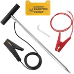 Portable Ground Rod with Electric Jumper Leads Cable - Grounding Rod and Copper Wire Electric Fence Leads with Alligator Clips for Electric Fence Charger