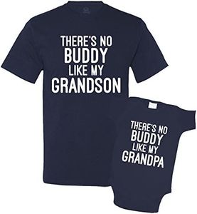 There's No Buddy Like My Grandson and Grandpa Matching Grandpa and Baby Shirts Navy