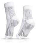 ecosync White Neuropathy Support Socks - Moisture Wicking, Breathable, Soft & Durable, Seamless, Anti-Bacterial, Eco-Friendly Bamboo Cotton Blend