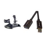 ThrustMaster T.Flight Hotas One Flight Stick for Xbox One and Windows(Black) & Amazon Basics USB 3.0 A-Male to A-Female Extension Cable 3 m / 9.8 Feet