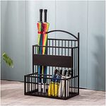 INDIAN DECOR. 567762 Umbrella Stand/Rack/Holder, Metal Wrought Iron Umbrella Storage Bucket, for Home Business Hotel Lobby, Anti-Rust (Color : Black, Size : Large)