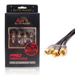 Elite Audio PRO 100% OFC Copper 4 Channel 20 Ft RCA Audio Interconnect Stereo Cable with Triple-Shielded Armor, Quad Clamp Brass Copper Connectors & Copper Lead Drain Wire for Best Noise Cancelation