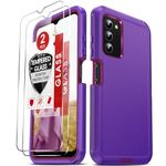 LeYi for Galaxy AO3S Phone Case: Samsung A03S Phone Case with [2 Pack] Tempered Glass Screen Protectors, 3 in 1 Full Body Shockproof Rubber Dustproof Rugged Defender Protection Case for AO3S, Purple