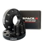 SPACE.R 1 Pair of 15mm Hubcentric Wheel Spacers Compatible with Audi A4 2007-present | A5 | A6 2011-present | A7 | Includes M14x1.5 Extended Black Radius Bolts | 5x112 | 66.6 Centre Bore