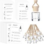 Boao 50 Sets Hanging Car Air Freshener Car Diffuser Bottles with 2 x 3.54 Inch Car Diffuser Instructions Cards for Empty Car Essential Oil Diffuser Bottles(Cylindrical,White Card)