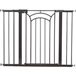 Safety 1st Decor Tall & Wide Pressure-Installed Metal Gate With SecureTech locking handle - Fits 29-47" Wide, 36" Tall, Includes 2 Extension Panels And 4 Wall Cups, Great For Babies And Pets, Bronze