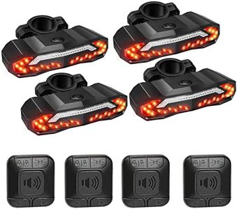 Bike Alarm Taillight with Electric Bell, Anti-Theft Bicycle Taillight with Turn Signals and Automatic Brake Light, Remote Control Bike Rear Light USB Rechargeable Safety Warning Cycling Light, 4 Pack