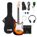 Max GigKit Junior Electric Guitar Starter Pack, 3/4 Size Sunburst – Complete Beginner Kit with 20W Amplifier, Case, Tuner, Spare Strings, Picks, Strap – Ideal for Kids Aged 8-13 Learning Guitar