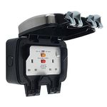 BG Electrical WPL22RCD IP66 Brushed Stainless Steel Outdoor Weatherproof Double RCD Socket