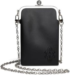 BORSALI Small Crossbody Bag for Women - Vegan Leather, Designer Purse for Phone, Sunglasses and Eyeglasses. Soft, Double Glasses Case with Removable Crossbody Strap for Use in Handbag - Black