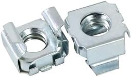 Evecad 25 Packs 1/4"-20 Cage Nuts, Zinc Plated Sliding U Nut, Clip-On Nut， Rack Nut