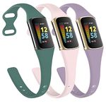 OwnZone Silicone Slim Band Compatible with Fit bit Charge 5 Bands/Fit bit Charge 6 Band Women Men, Adjustable Soft Narrow Silicone Sport Strap Replacement Wristbands for Fit bit Charge 5/Charge 6 Advanced Fitness Tracker