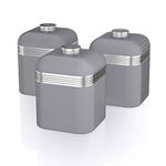 Swan SWKA1020GRN Retro Kitchen Storage Canisters, Set of 3, Iron, 1 Litre, Grey