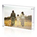 Sezanrpt Acrylic 4x6 Picture Frames, Clear Photo Display Magnetic Photo Picture Frames 6 x 4, Double Sided Frameless Desk Picture Frames for Office