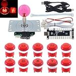 SJ@JX Arcade Game LED DIY Kit Mechanical Keyboard Switch Arcade LED Button Joystick Controller Zero Delay USB Encoder for PC MAME Retropie Jamma