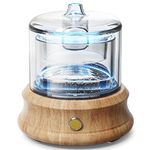 Lecdura Glass Essential Oil Diffuser, 80ML Small Glass Reservoir Natural Wood Base Ultrasonic Cool Mist Aroma Diffusers with USB-Cord Auto-Off 7 Color Light for Home Office Bedroom