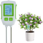 Mcbazel 5-in-1 Soil Tester with Backlit LCD, Dual Probe Soil Moisture Meter for Plants, Garden pH/Fertility/Light/Temperature/Moisture Tester, Ideal for Garden, Allotment & Indoor Plants