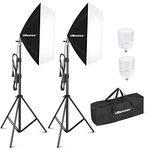 UBeesize Softbox Photography Lighting Kit, 27” x 20” Continuous Lighting Kit with 2pcs 40W E27 Socket 8000K Bulbs, Professional Photo Studio Lighting for Video Recording, Portrait Shooting