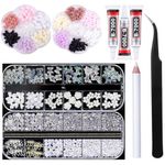 TONOKAILS Nail Rhinestones Set with Glue Clear, Nail Crystal Nail Art Gems Nail Crystals Clear Rhinestones Mix Sizes Crystal Rhinestones + 1 Pcs Rhinestone Picker Dotting Pen + 1 Pick Up Tweezer