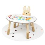 OOOK Wooden Kids Peanut Table and Chair Set with Mat,Easy to Assemble,Adjustable Height,Curved, Larger Usage Area,Thick and not Easily Moved,Very Suitable for Kids Aged 1-3 to Read Picture Books, etc