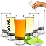 volila Tall Shot Glasses - 90ml / 3oz Clear Heavy Base Shot Glass - 6 Pack Reusable Shot Glasses for Vodka, Brandy, Cocktail, Whiskey and Tequila