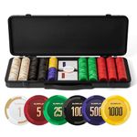 SLOWPLAY Godel 14g Clay Poker Chips Set for Texas Hold’em, 500 PCS [with Numbered Values] Features a High-end Chip case with Extra Durable German Polycarbonate Shell, for Poker Players
