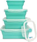 AMAZING CONTAINERS™ Collapsible Silicone Food Storage Container Set of 4 with Lids | Stackable | Microwaveable | Freezer, Dishwasher Safe| BPA Free