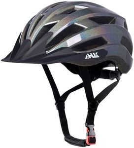 Youth Adult Road Bike Helmet, Men Women Adjustable Mountain Bicycle Helmet with Detachable Visor, 2 Sizes for Age 8-14+ Youth, Kids, Adult (Glitter Black, M: 54-58cm / 21.3-22.8 inch)