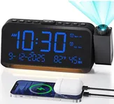 Roxicosly Projection Alarm Clock for Bedroom Ceiling, 118 dB Super Loud for Heavy Sleepers, 6.7" Large Digital Dimmable Display with Day Date Indoor Temp Humidity, Dual Alarms Adjustable Volume