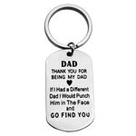 Funny Dad Keychain Gift from Daughter or Son Thanks for Being My Dad Key Chain Father Jewelry Gifts Father's Day Gift Birthday Christmas Gift for Dad Papa Stainless Steel Keyring Gift for Daddy Father