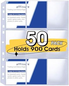 9 Pocket Card Sleeves, Holds 900 Cards, Trading Card Binder Sleeves, 3 Ring 9 Pocket Pages for Sports Cards, Coupons, Game Cards, 50 Pack