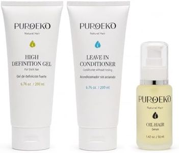 PUROEKO Curly Hair Definition Set – Leave-In Conditioner 200 ml, Strong Hold Gel 200 ml & Oil Hair Serum 50 ml