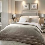 Soiree - Luxury Linen Velvet Bedspread (220cm x 150cm) - Soft Touch & Heavy Weight - Natural Bedspread - Linen Cream Quilted Bedspread - Velvet Quilt Cover - Natural Linen Bedding - Melanie Collection