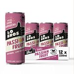 Lo Bros Kombucha - Passionfruit - Sparkling Refreshing Drink with Natural Ingredients and Live Cultures, Supports Gut Health, Low Sugar, Vegan, Gluten Free- 12 x 250ml