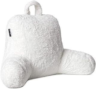 Milliard Reading Pillow with Shredded Memory Foam, Back Rest Pillow for Sitting in Bed with Faux Fur Removable Cover -18x15 inches (White)