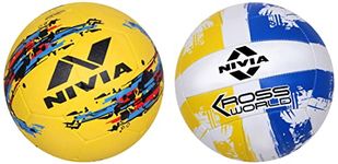 Nivia Rubber Storm Football, Size 5 (Yellow) Kross World Volleyball Combo