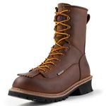 SUREWAY Men's 8" Waterproof Steel-Toe Logger Work Boot, Superior Oil/Slip Resistant,Thicker Full Grain Leather,Wedge Rubber Sole,EH Rated, Waterproof-steel Toe Brown, 9