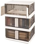 Storage Bins with Lids-Closet Organizers and Storage Shelves, Folding Storage Box, Stackable Storage Bins with Open Front Door, Storage Bins with wheels for Home Organization，Dorm Room Essentials