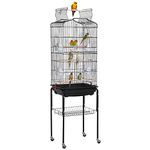 Yaheetech Large Bird Cage Open Play Top Parrot Cage Metal Budgie Cage with Rolling Stand for Medium Canary Cockatiel Cage